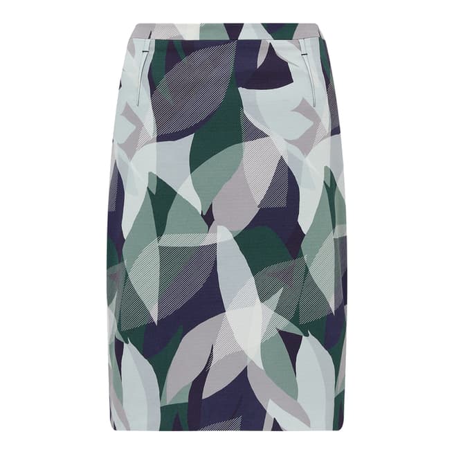 Jigsaw Green Woven Leaves Pencil Skirt