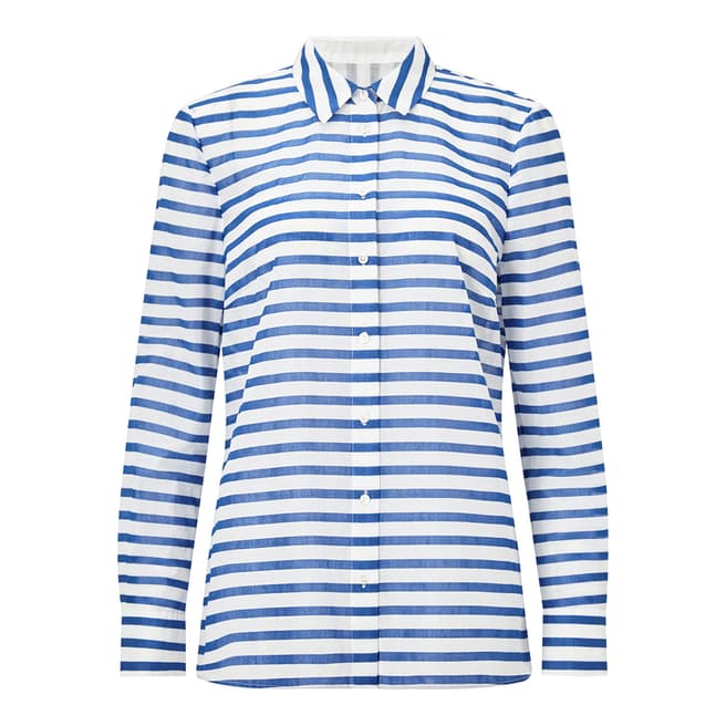 Jigsaw Blue Striped Sheer Shirt