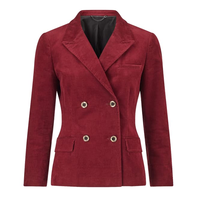 Jigsaw Red Cord Double Breasted Jacket