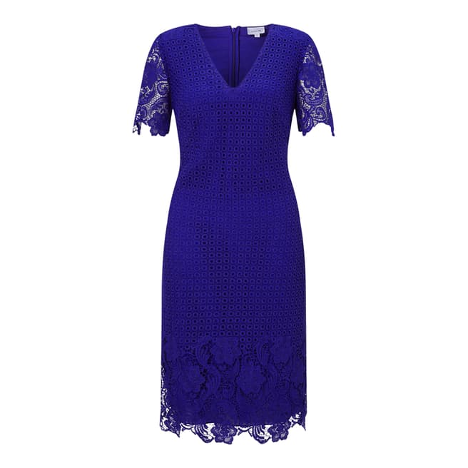Jigsaw Blue Engineered Lace Dress