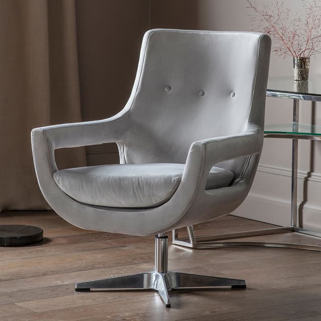 Gallery Living Egerton Swivel Chair Grey Velvet