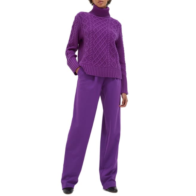 Chinti and Parker Purple Pop Aran Wool Sweater