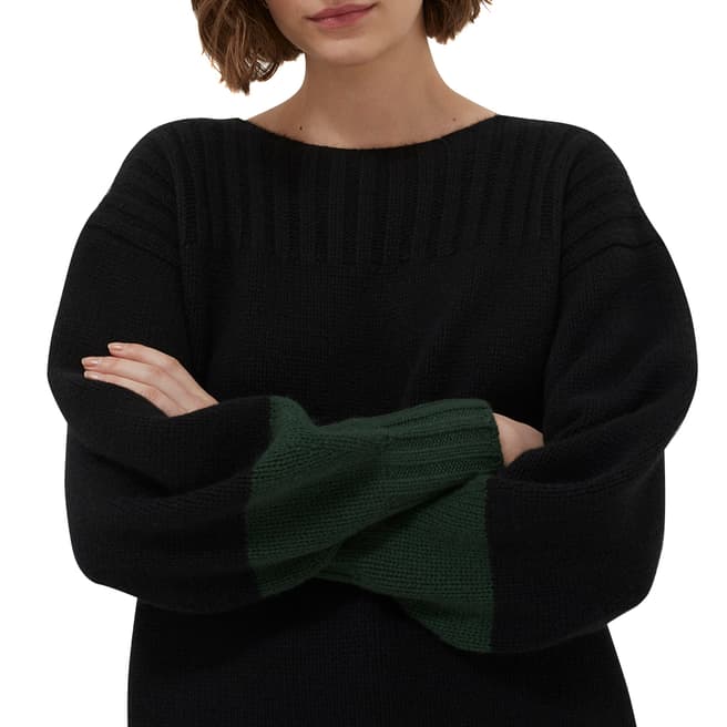Chinti and Parker Black/Juniper Belle Cashmere Sweater