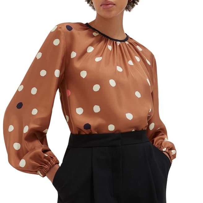 Chinti and Parker Ginger Painted Spot Silk Top