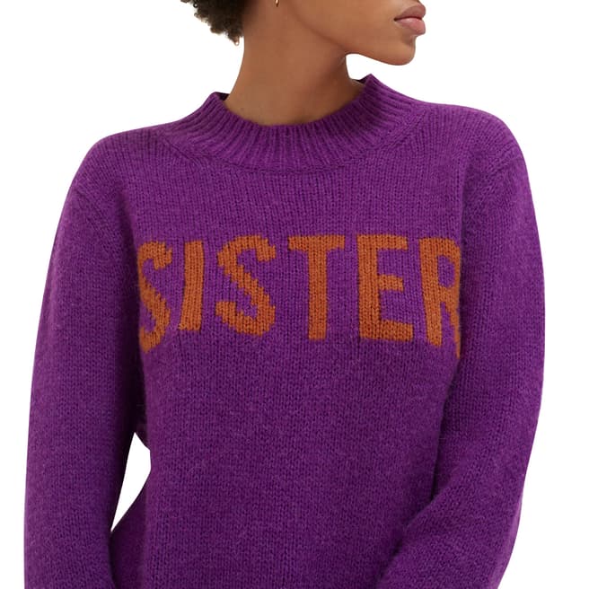 Chinti and Parker Purple/Ginger Sister Wool Blend Sweater