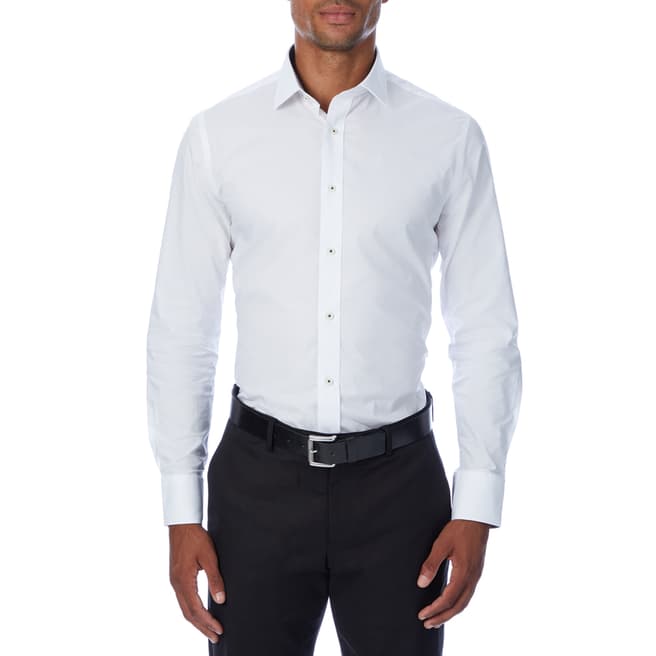 Gianni Feraud White Button Detail Cotton Shirt
