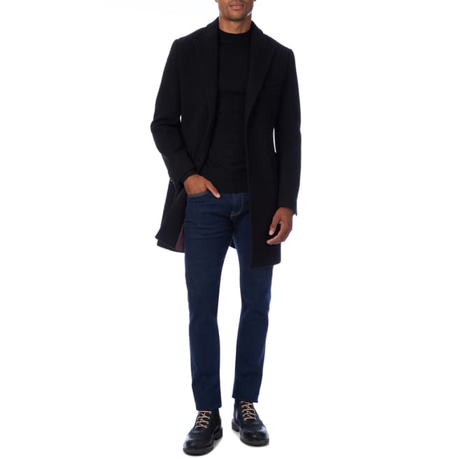 Gianni Feraud Black Tailored Wool Blend Coat