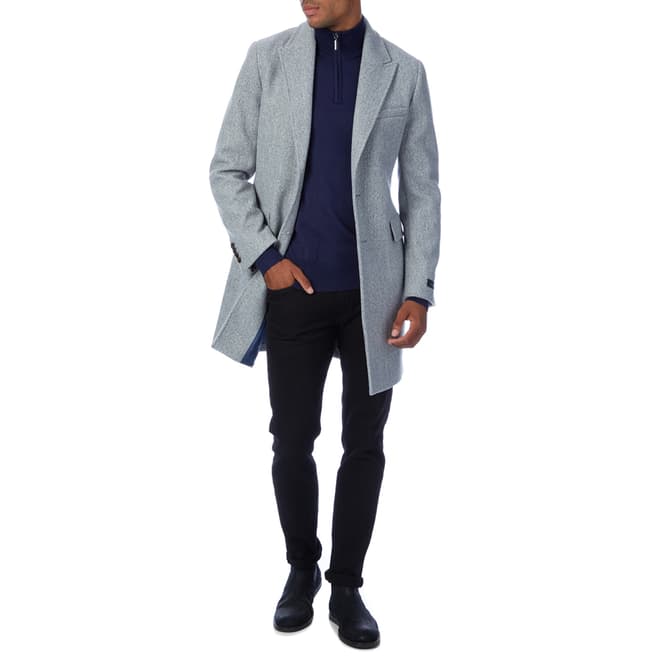 Gianni Feraud Grey Tailored Wool Blend Coat
