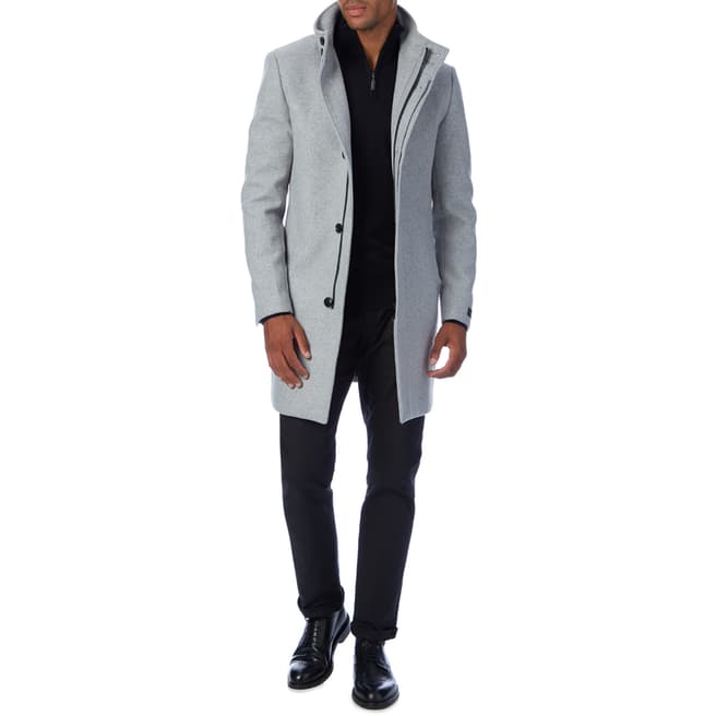 Gianni Feraud Grey Double Wool Blend Coat