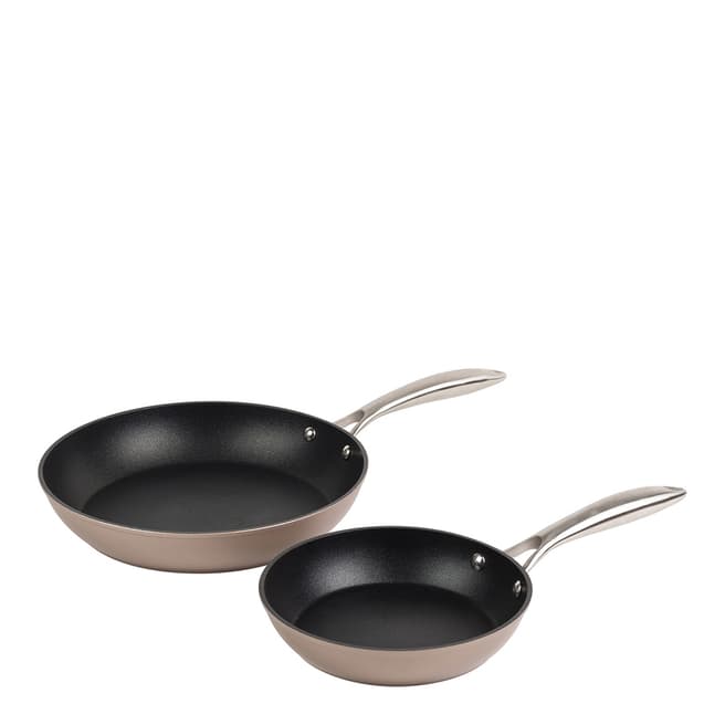 Salter Champagne Set of Forged Aluminium Non-Stick Frying Pans, 20/28 cm