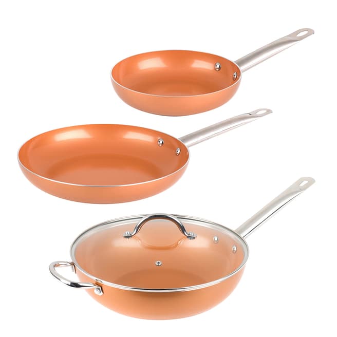 Salter Set of Copper Non-Stick Wok and Frying Pan, 20cm/28cm