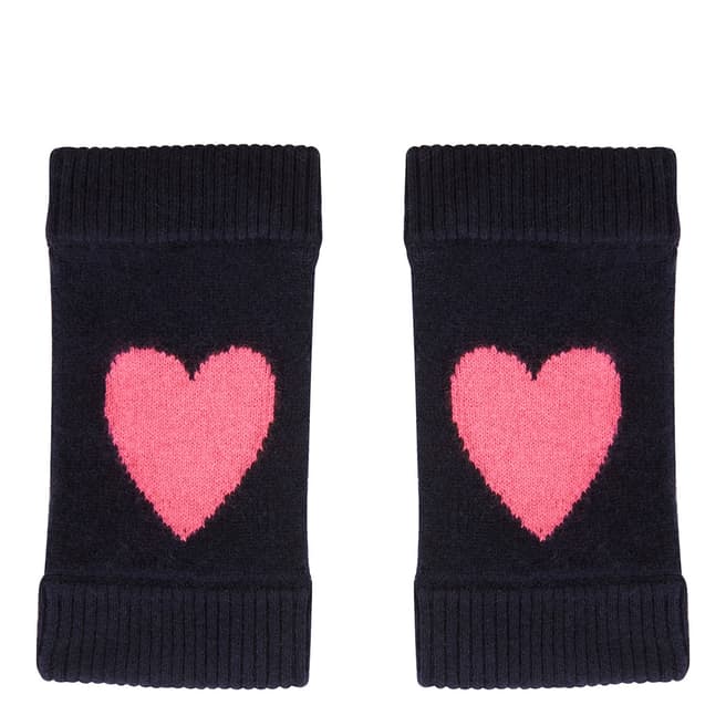 Laycuna London Navy/Pink Cashmere Heart Wrist Warmer