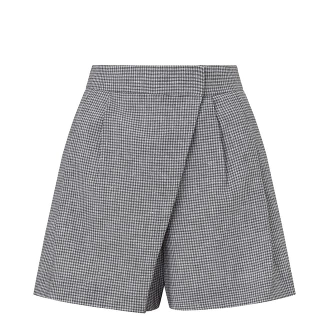Jigsaw Black Check Irish Linen Shorts