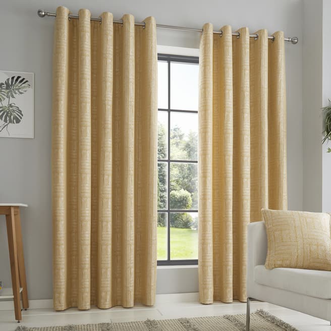 Curtina Ochre Lowe Pair of Eyelet Curtains 117x137cm