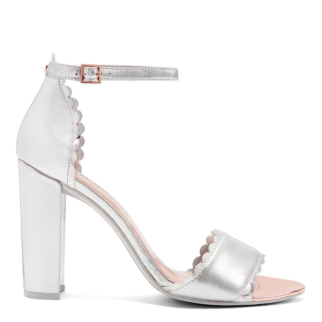 Ted Baker Silver Leather Raidhal Heeled Sandals