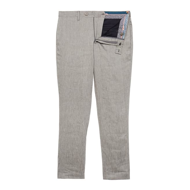 Ted Baker Taupe Bluetro Linen Trousers