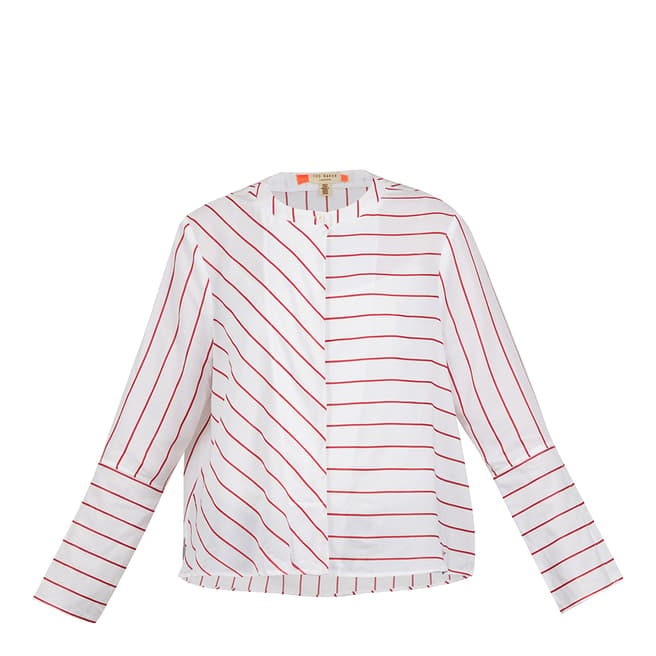 Ted Baker Ivory Immeny Striped Pleat Back Shirt