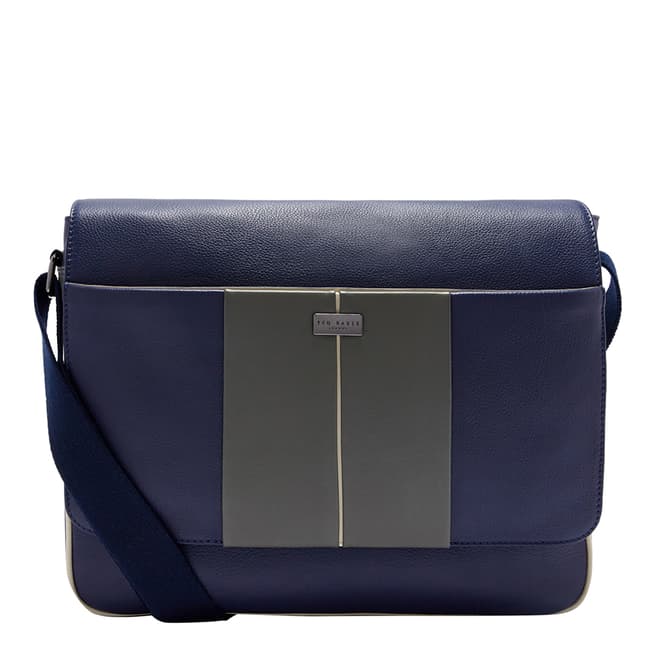 Ted Baker Navy Striped Leather Dispatch Bag