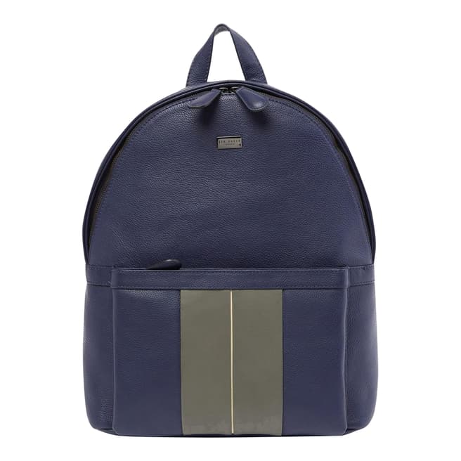 Ted Baker Navy Striped Leather Backpack