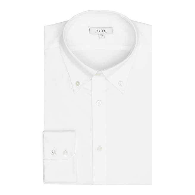 Reiss White Redsnap Slim Cotton Shirt