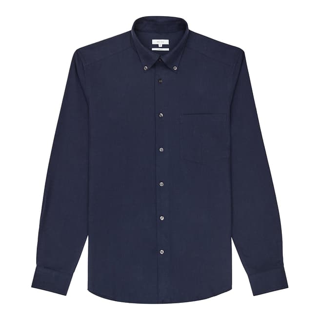 Reiss Navy Ainslee Oxford Slim Cotton Shirt