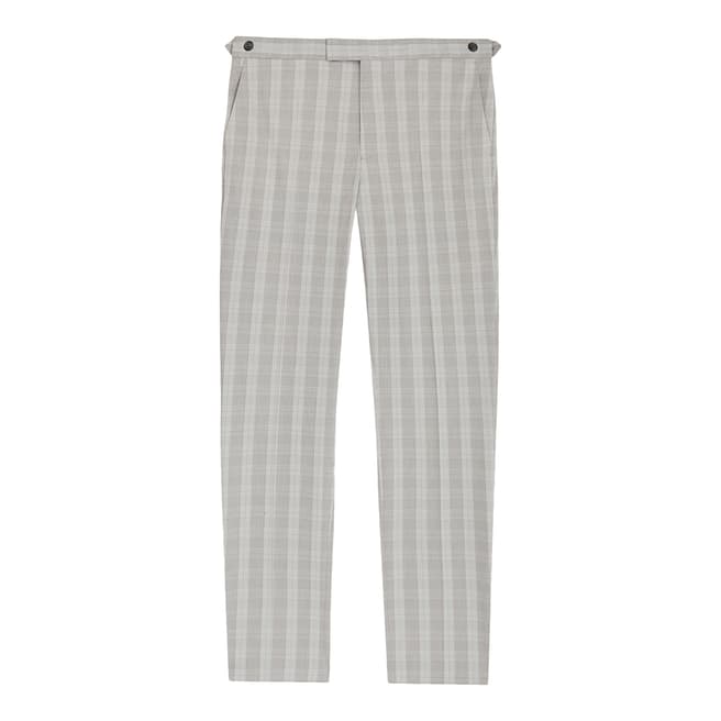 Reiss Grey Gould Check Slim Stretch Trousers