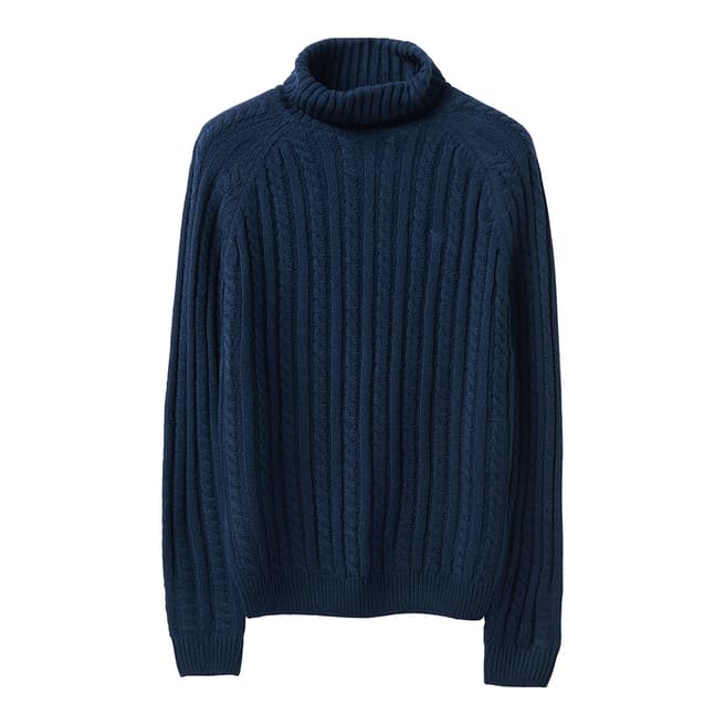 Crew Clothing Navy Chunky Roll Neck Jumper