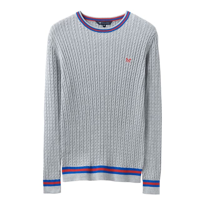 Crew Clothing Grey Stripe Cable Jumper
