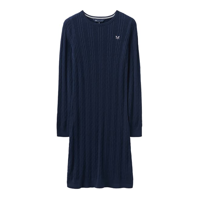 Crew Clothing Navy Cable Knit Cotton Dress