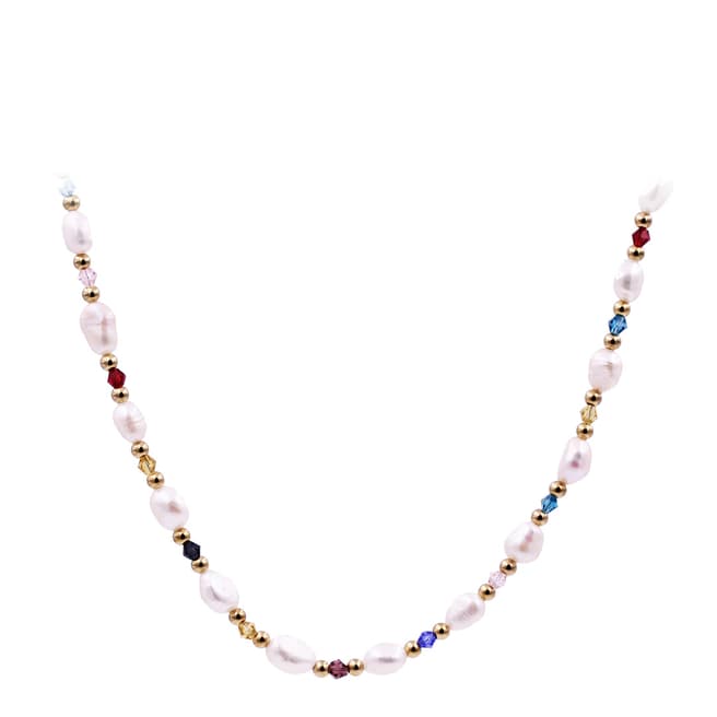 Liv Oliver 18K Gold Plated Pearl & Multi Colour Necklace