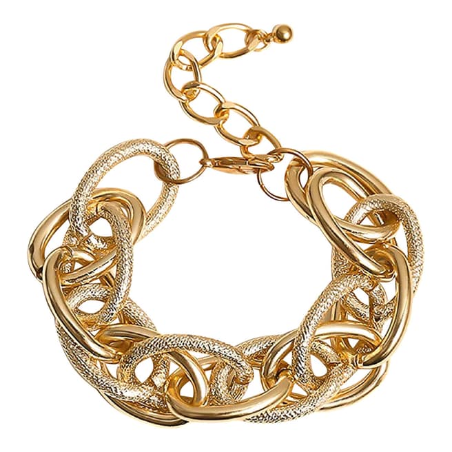 Chloe Collection by Liv Oliver 18K Gold Plated Textured Link Bracelet