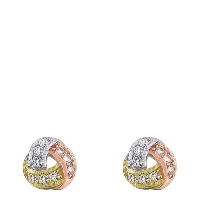 Chloe Collection by Liv Oliver 18K Tri Colour Knot Stud Earrings