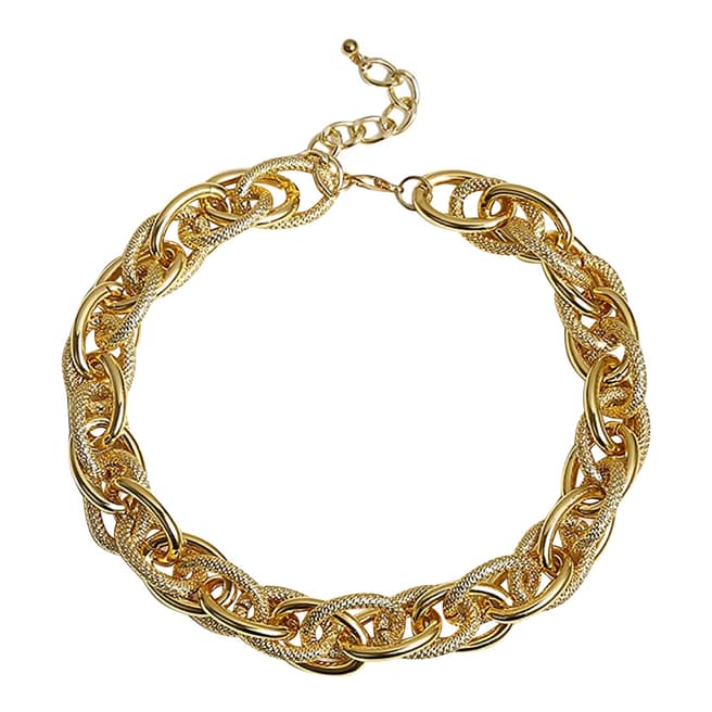 Chloe Collection by Liv Oliver Gold Textured Link Necklace