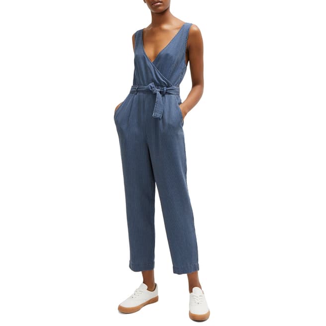 French Connection Blue Julienne Striped Jumpsuit