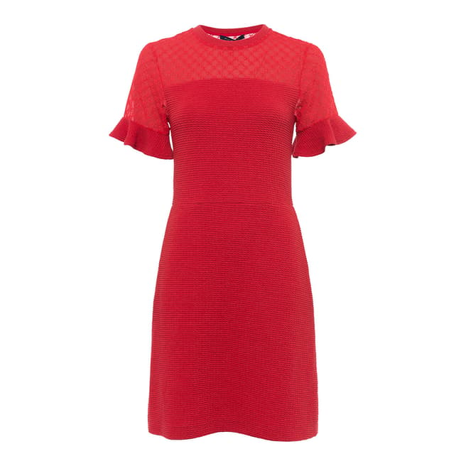 French Connection Red Rosia Textured Jersey Dress