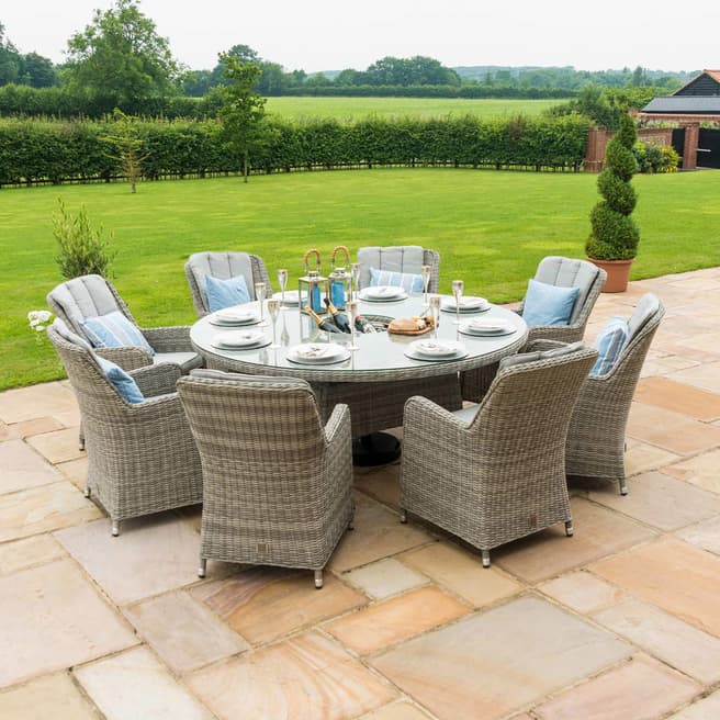 Maze SAVE £550 - Oxford 8 Seat Round Ice Bucket Dining Set with Venice Chairs Lazy Susan