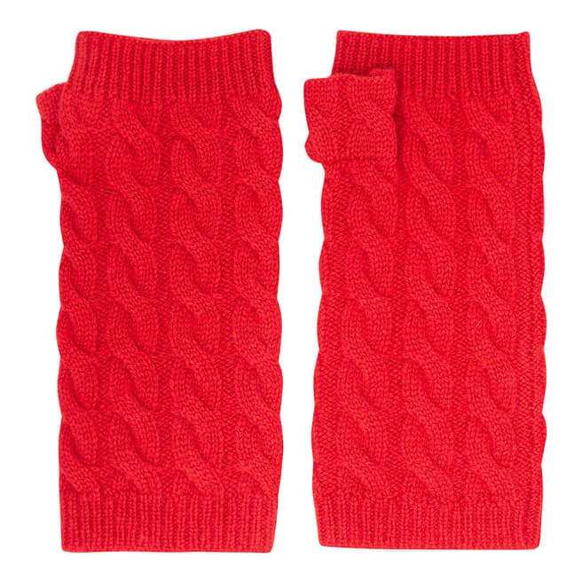 Laycuna London Red Cable Knit Cashmere Wrist Warmers