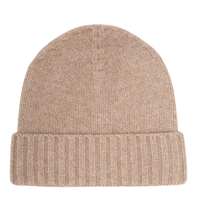 Laycuna London Beige Cashmere Ribbed Hat