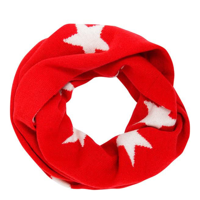 Laycuna London Red/White Star Cashmere Snood