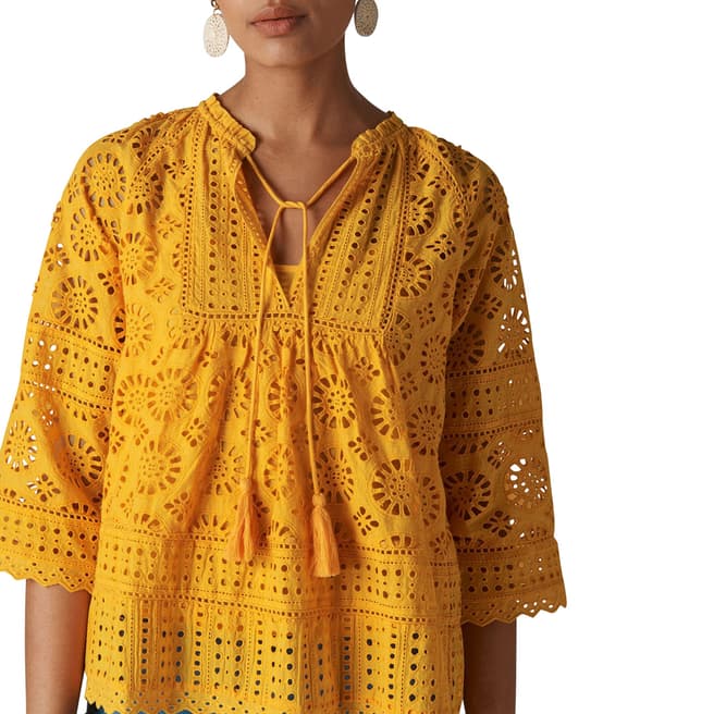 WHISTLES Yellow Broderie Maggie Blouse