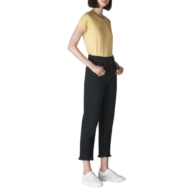 WHISTLES Yellow Stripe Relaxed Linen T-Shirt