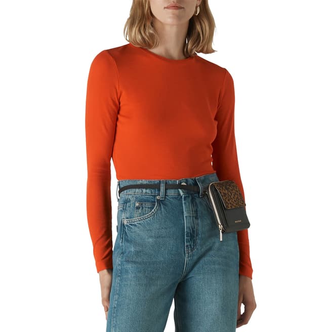 WHISTLES Red Essential Crew Neck Top