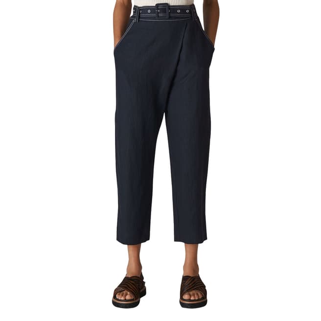 WHISTLES Navy Belted May Trousers