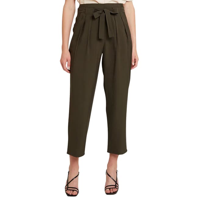 WHISTLES Khaki Ruth Pleated Front Trousers