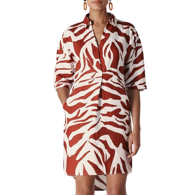 WHISTLES Multi Zebra Print Lola Linen Dress