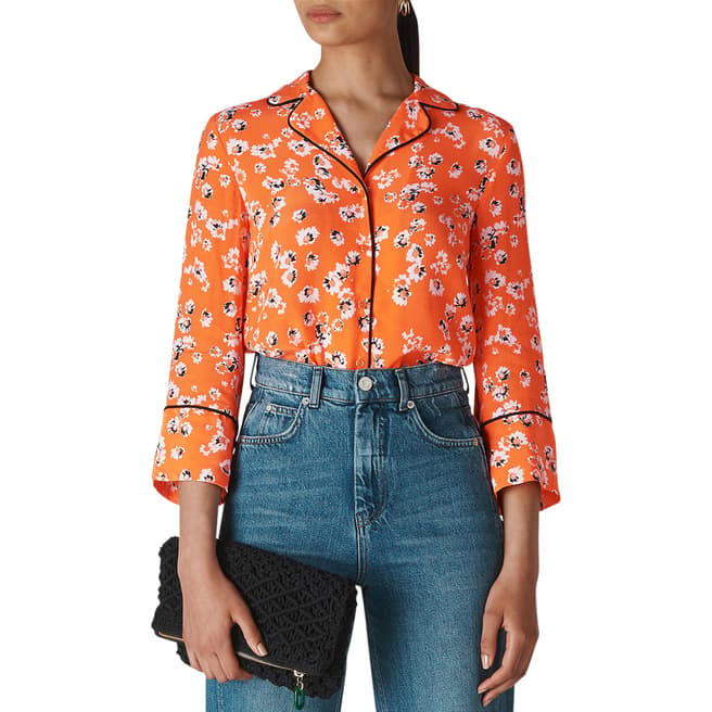 WHISTLES Orange Print Digital Daisy Pyjama Shirt