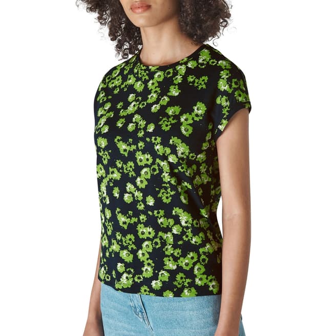 WHISTLES Navy/Green Digital Daisy Cotton T-Shirt