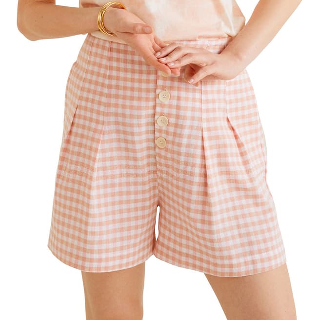 Mango Pink Buttoned Cotton Shorts