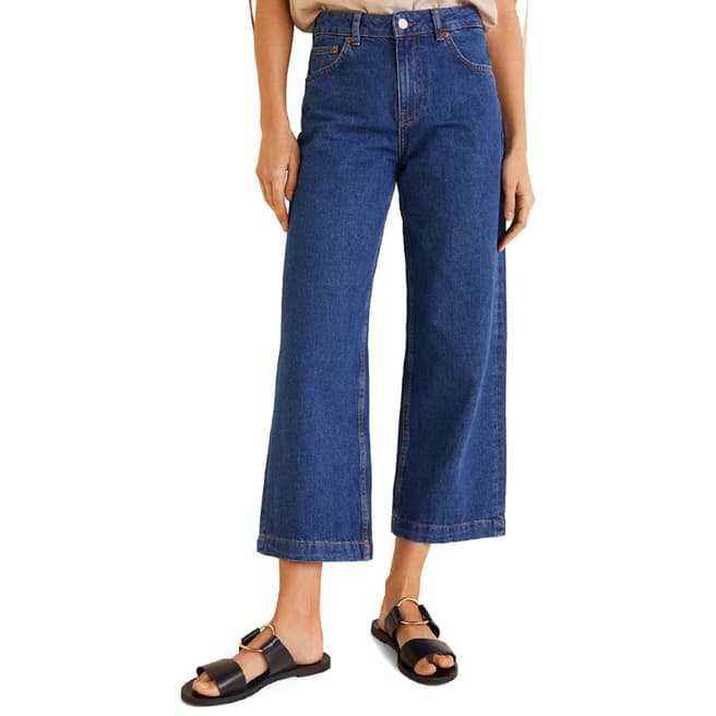 Mango Dark Blue Culotte Relaxed Jeans