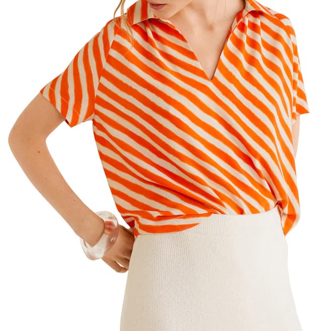 Mango Orange Striped Shirt